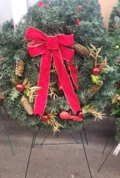 Cemetery Artificial Wreath 24" With Ornaments On Stand