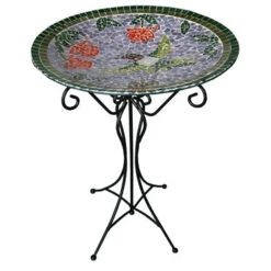 Birdbath Mosaic On Stand -Pesches Garden Center GSA14BFG01A