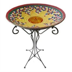 Birdbath Mosaic On Stand -Pesches Garden Center GSA14BFG02